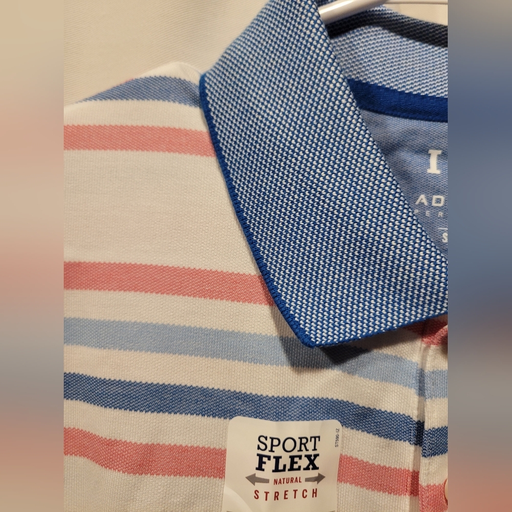 NWT Men's Izod Sport Flex Cool FX Striped Polo Size L White Blue Pink - Picture 10 of 12